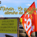 Des drapeaux de la CGT et des banderoles de la grève